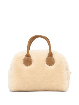 Marge Sherwood mini Soft Bowling tote bag - women - Lamb Shearling - One Size - Neutrals