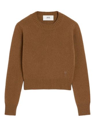 Ami Ami De Coeur crew-neck cashmere sweater - women - Cashmere/Wool - L - Brown