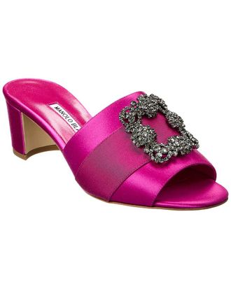 サンダル・ミュール Manolo Blahnik Skin pink satin Pesan mules MANOLO BLAHNIK Laalita Crystal Satin Mules - Runway Catalog