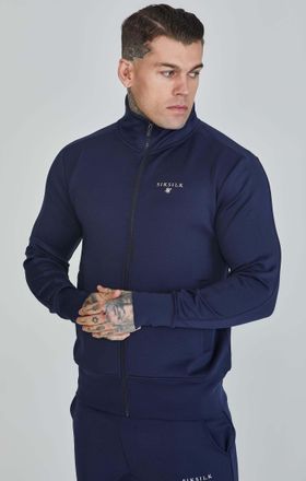 Siksilk Sweatjacke SIKSILK Siksilk Sweatjacken Essentials Poly Track Top, Herren, Gr. L, blau (navy), Obermaterial: 95% Polyester PES. 5% Elasthan EL., Sweatj