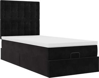 vidaXL Estructura De Cama Otomana Colchones Terciopelo Negro 100x200cm Vidaxl