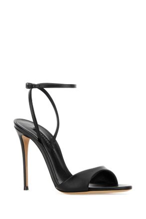 Casadei Womens Black Leather Minorca Sandals Nero Sandali