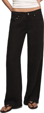 Lucky Brand Baggy Wide Leg Linen Pants in Caviar at Nordstrom, Size 24 31