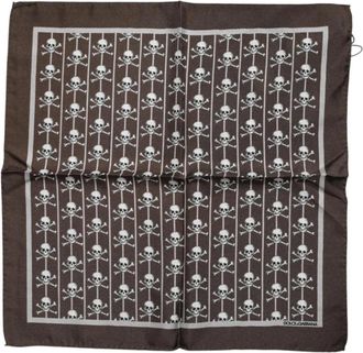 Dolce & Gabbana Bruine Skull Zijden Foulard Sjaal - Heren - Accessoires - Bruin - ONE Size - Accessoires