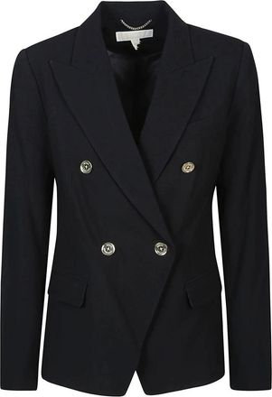 Michael Kors Zwarte Dubbel Breasted Revers Blazer - Dames - Blazers - Zwart - S - Jassen
