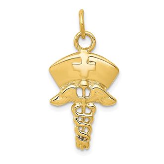 Diamond2Deal 14k Yellow Gold Nurse Symbol Charm