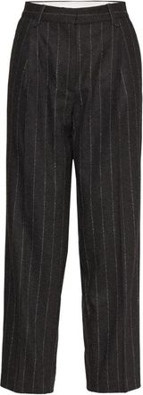 Remain Pantalones Marian - Dames - Straight fit broeken - Grijs - S - Leer - Broeken