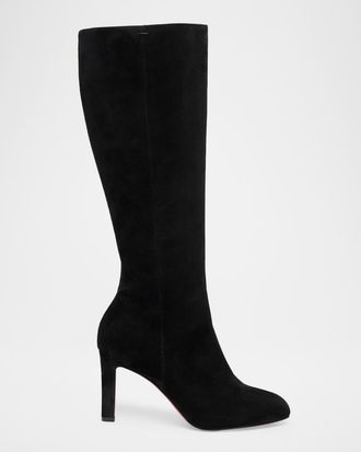 Christian Louboutin 85mm Fannylove Suede Knee-High Boots