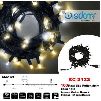 Trade Shop Trade Shop - Catena Luminosa 100 Luci Led Lucciole Caldo Fisso + Bianco Intermittente Xc-3132