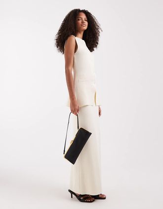 Pretty Lavish Alba - Gonna lunga in maglia color crema in coordinato-Bianco