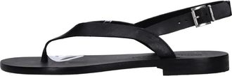 Liviana Conti Leren Platte Sandalen - Dames - Sandalen - Zwart - 36 EU - Leer - Schoenen