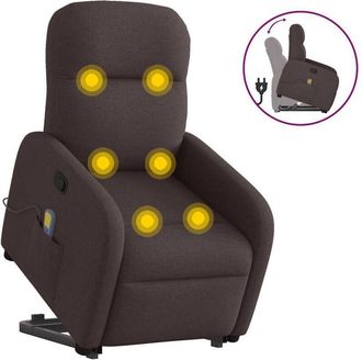 vidaXL Silla De Masaje Reclinable De Pie De Tela Marr&oacute;n Oscuro Vidaxl