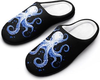Generic Octopus Ocean Womens Slippers Warm House Slippers Indoor House Shoes with Anti-Skid Rubber Sole