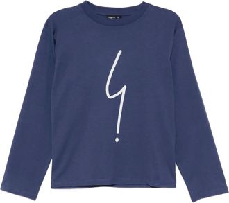 agnès b. logo-print T-shirt - women - Cotton - 1 - Blue