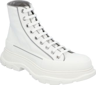 Alexander McQueen Alexander Mcqueen Mens Tread Slick Boots White Grey Canvas - Size EU 41