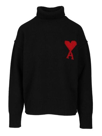 Ami Ami De Coeur Turtleneck Sweater Knitwear Nero-Donna