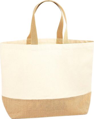 Westford Mill W452 Jute Base Canvas Tote XL - Durable and Stylish Reusable Bag for Shopping and More
