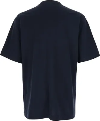 Dolce & Gabbana Mens T-Shirt With Logo Embroidery, Blue Cotton T-Shirts And Polos