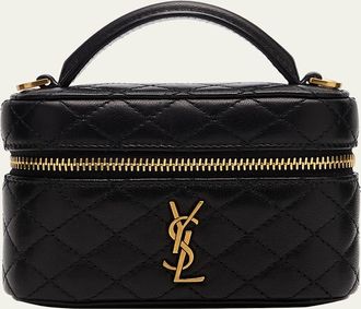 Saint Laurent Micro Vanity Top-Handle Bag in Quilted Leather