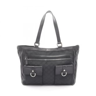 Gucci Black Nylon Leather Handbag Tote Bag (Pre-Owned)
