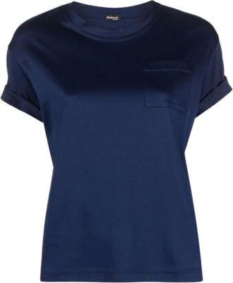 Kiton T-shirt in Cotone con Taschino - - Tops - Donna - Blu - S