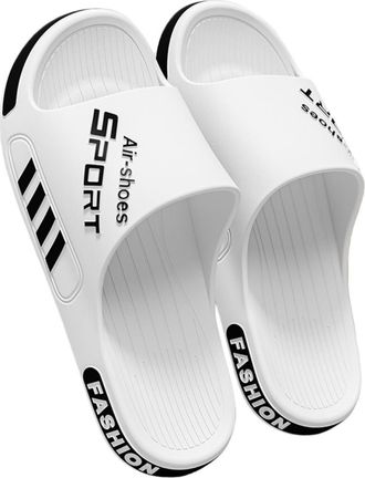 Generic Anti-odor Slippers Mens Summer Large Size Indoor Silent Home Sandals Womens Widening Non-slip(White (PVC),46-47)