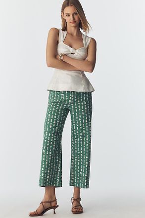 Maeve The Colette Printed Linen Blend Crop Wide-Leg Pants by Maeve