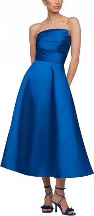 Theia Salem Cocktail Midi Dress In Sapphire