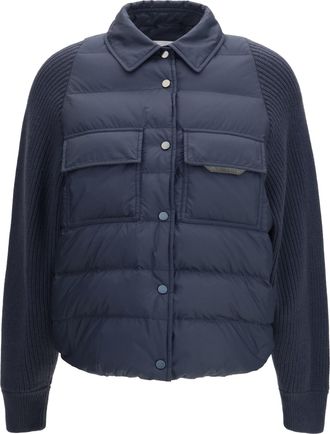 Brunello Cucinelli Womens Puffer Jacket Night Sky Outer: Polyester