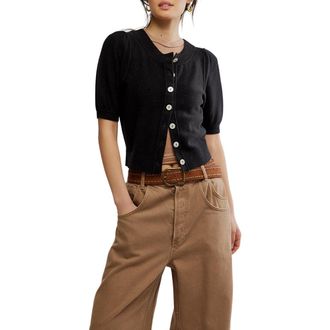 Free People Isla Elbow Sleeve Wool & Cashmere Blend Cardigan in Velvet Black at Nordstrom Rack, Size X-Large