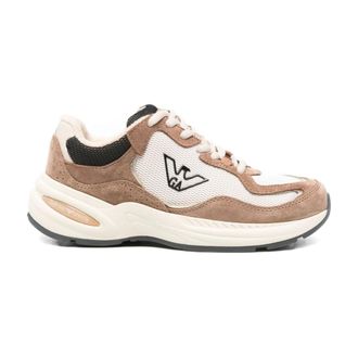 Emporio Armani Brown Trainers with Mesh and Suede