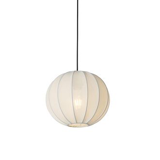QAZQA Dise&ntilde;o L&aacute;mpara Colgante Japandi De Seda Blanca 30 Cm - Plu Textil /acero Esfera Adecuado Para Led Max. 1 X 10 Watt - Qazqa