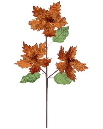Vickerman 3Pc Velvet Razor Poinsettia Stems
