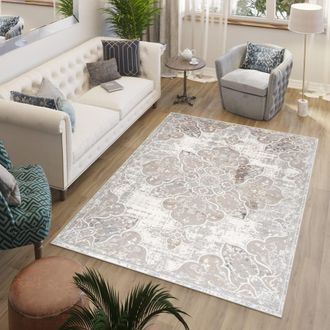Tapiso Alfombra de polipropileno en crema, gris y beige 160x220 cm