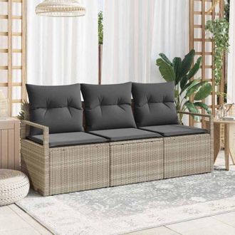 vidaXL Conjunto De Sof&aacute; De Jard&iacute;n 3 Pcs Gris Claro Polirat&aacute;n Vidaxl