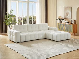 Vente-Unique Divano in Tessuto bouclette Bianco - Angolo a destra - SOPELANA