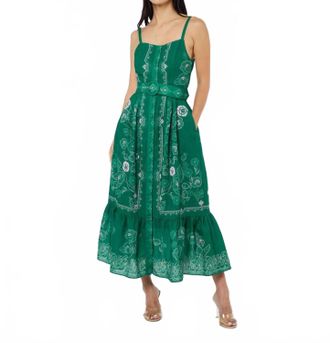 Ciebon Esme Printed Button Down Maxi Dress In Green Multi