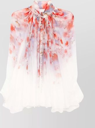 Zimmermann viscose floral print high neck long sleeve blouse