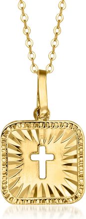Ross-Simons Italian 10kt Yellow Gold Cross Cutout Pendant Necklace