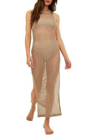 Beach Riot Holly Sheer Open Knit Cover-Up Dress in Tan at Nordstrom Rack, Size Large