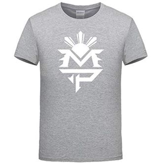 Rive Fashion Style Manny Pacquiao Mp Printed Cotton Short Sleeve Neck T Shirts Boxer Grey 3XL