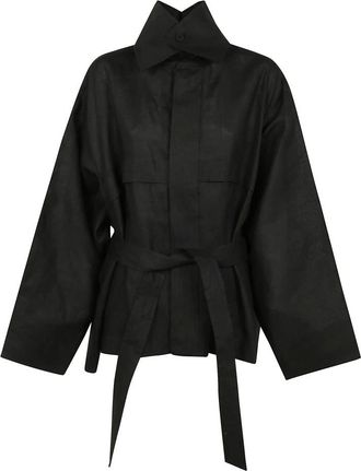 Issey Miyake Jassen, Dames, Zwart, M, Hennep, Hempen Jas