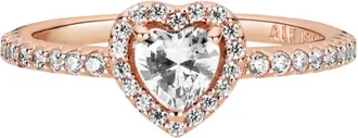 Pandora Timeless 14k Rose Gold-Plated Sparkling Heart Ring, Size 58