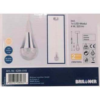 Briloner lampadario a sospensione conpendente a goccia - 1XLED-MODUL - 4W 320LM