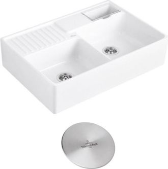 Villeroy & Boch Villeroy&boch - Villeroy Et Boch Fregadero Tradition 89,5 X 63 Desag&uuml;e Manual Cer&aacute;mico Blanco + Tapa De Desag&uuml;e De Acero Macizo