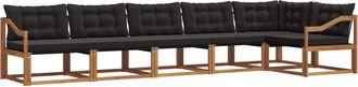 vidaXL Conjunto De Sof&aacute;s De Exterior 6 Uds. Natural Y Negro Vidaxl