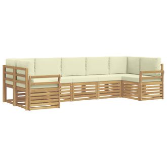 vidaXL Conjunto De Sof&aacute;s De Exterior 7 Uds. Blanco Y Crema Poli&eacute;ster Vidaxl