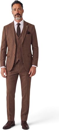 TruClothing Bruin driedelig tweedpak met visgraatmotief voor heren - IM4