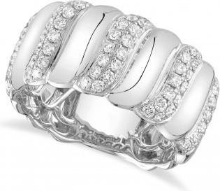 Allurez Pave Diamond Wide Wave Band Ring 14K White Gold (0.75ct)