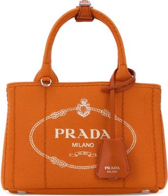 Prada Orange Logo Mini Tote